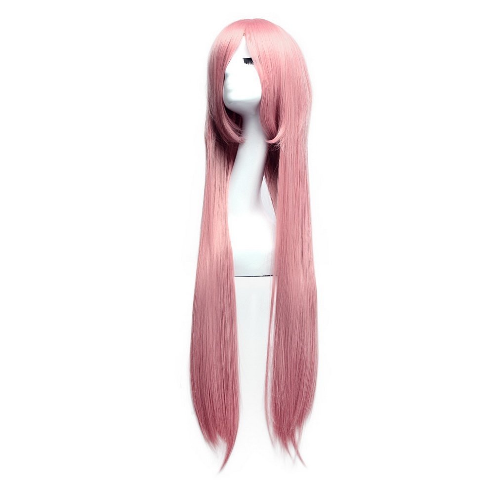 (Pink) - MapofBeauty 40" 100cm Anime Costume Long Straight Cosplay Wig Party Wig (Pink)