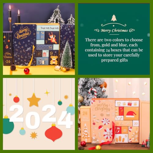 Yuthsona Calendário Do Advento de Natal com 24 Caixas de Tesouro de Papelão Calendário de Contagem R