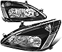 Factory Style Headlights Assembly Replacement Compatible with Honda Accord 03-07, Driver and Passenger Side, Black Housing, Clear Lens