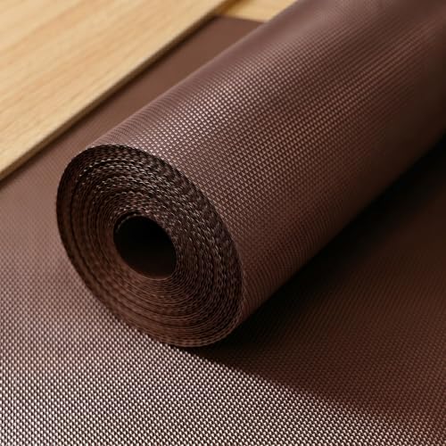 Image of EASYHOME Multipurpose EVA Anti-Slip Mat (45cm x 3 Meter, Brown) - Waterproof, Washable Shelf Liner Roll Sheet for Kitchen, Bathroom, Drawers, Cabinets, Fridge & Table Mat