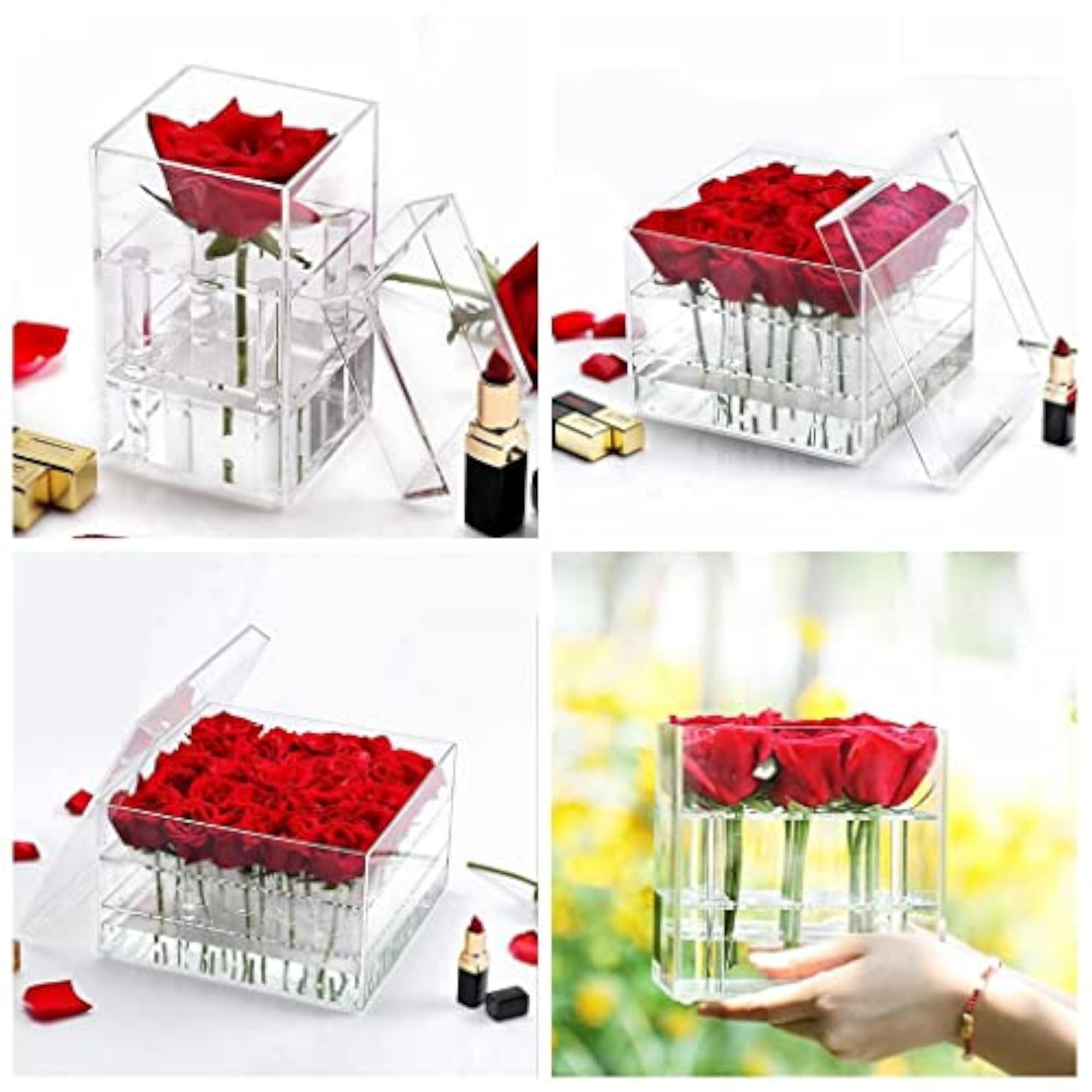 Clear Acrylic Rose Flower Box Cut Flower Holder