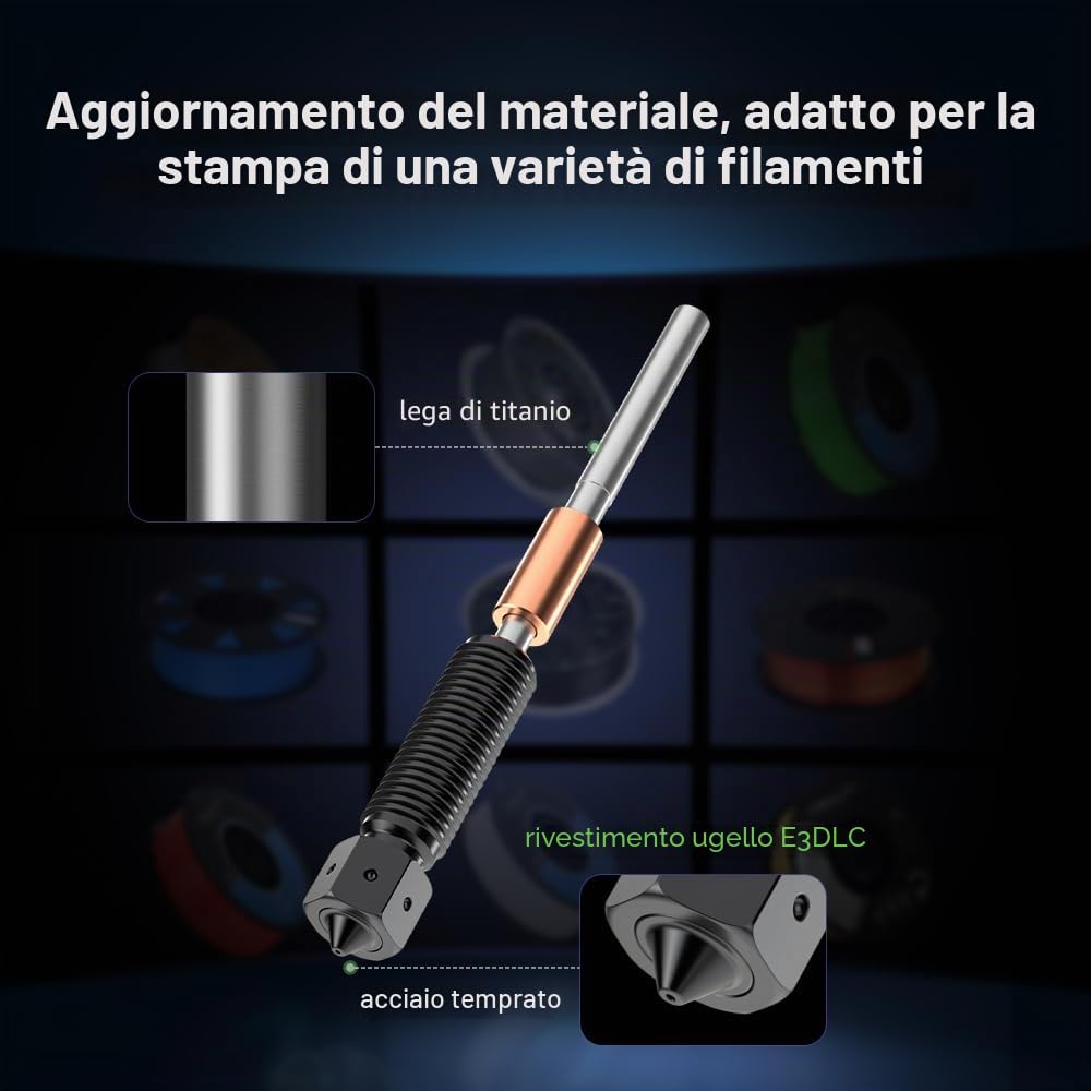 Creality Set di ugelli E3D Obxidian™ High Flow 0,4 mm, smontaggio e montaggio rapidi, stampa ad alta flusso, design multi-runner, aggiornamento del materiale, adatto per K1 (2024)//K1 Max (2024)/K1C