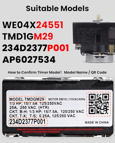 Image of TMDGM29 WE04X24551 234D2377P001 Dryer Timer Compatible with GE Dryer GTD45EASJ0WS GTD45EASJ1WS GTD45EASJ2WS GTD45EASJ3WS GTD45GASJ0WS GTD45GASJ1WS GTD45GASJ2WS GTD45GASJ3WS, OEM AP6027534 PS11759041