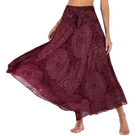 Gypsy Halfter Boho Damen Elastischer Rock Taille Hippie Bohemian Floral Lange Blumen Rock Scharnier Tennisrock Cover