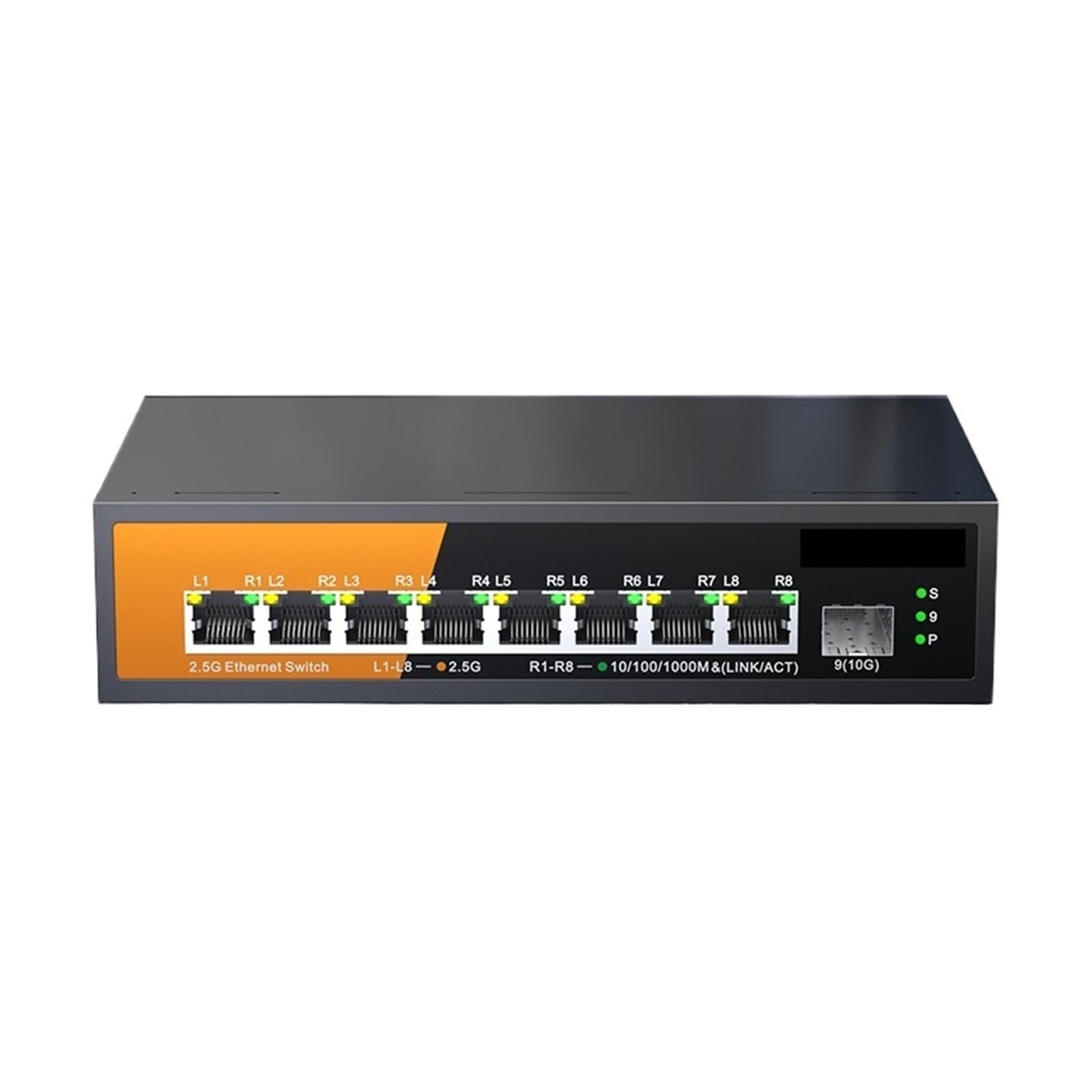 OSHZIKJII 9-Port Multi-Gigabit Switch with 8-P-O//E 2.5Gb Ethernet and 1-s-f.p+ 10Gb Uplink(Switch with AU Plug)