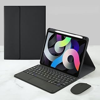 SZAMBIT Capa para Xiaomi Pad 5/5 Pro 11",Teclado Destacável Bluetooth com Mouse,Capa de Suporte Leve e Fina,Português,preto-teclado touchpad,sem luz de fundo