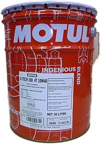 MOTUL(モチュール)H-TECH 100 4T(H-テック 100 4T) 10W40 バイク用エンジンオイル 100%化学合成 20L [正規品]11206350