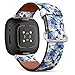 CJBROES Replacement Leather Watch Band, Compatible with Fitbit Versa 3 and Fitbit Sense of Wristband Bracelet Accessory - Floral