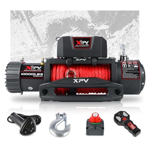 XPV AUTO Winch 10000 lb. Electric Winch Truck Winch Waterproof IP67 Electric Winch Synthetic Rope Kit with 2 Wireless Handheld Remotes and Wired Handle for 4WD 4x4 Off Road Vehicle Boat Truck