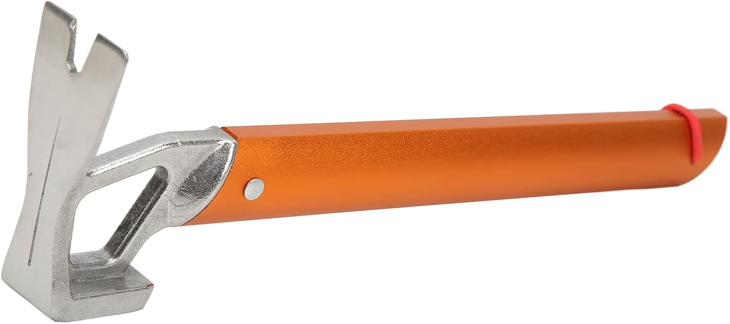 Multifunctional Outdoor Camping Tent Peg Hammer, Impact Stakes Nail Puller, Lightweight Aluminum Alloy Handle with Forged High Carbon Steel, Ideal for Camping Back (Orange)
