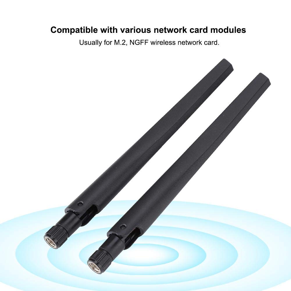 Bewinner 2 szt.Kabel sieci bezprzewodowej M.2 / NGFF i 2x5DBi, głowica SMA, pozłacana emalia, bez czarnienia, antena dla 9560NGW / 9260AC / 7265AC / BCM94360