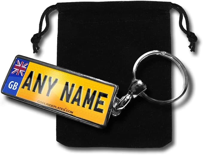 Double Sided Personalised Number Plate - Licence Plate Keychain - Custom Mini Car Plate Keyring with Name - Ideal for New Car Owners or Just Passed Driving Test Gift