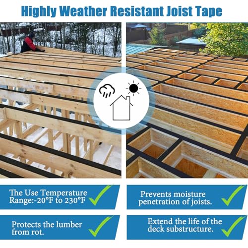 Image of Joist Tape for Decking 2''x50',16 Pack Weather-Resistant Deck Joist Tape,Waterproof Seal Antiseptic Butyl Joists Tape,Self-Adhesive Flashing Joists Tape for Wood Decks Beams Roof