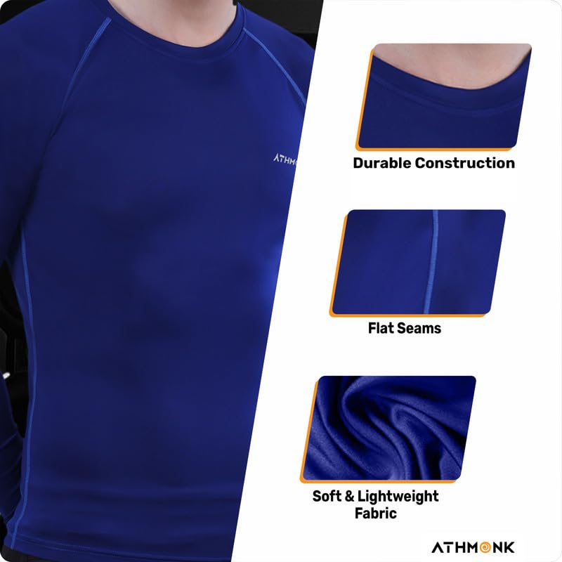 Image of Compression T-Shirt Vest Upper Body Shaper for Men Boys Branded - 4-Way Stretch Lycra Fabric - Workout Gym Cricket Running Football Sports Training - Keep Dry Tight Skin Fit - Round Neck