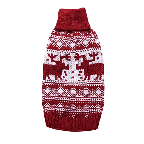 Christmas Red Reindeer Sweater For Small Dogs Cats 100% Cotton Handmade Woven Puppy Shirt Winter Warm Outfits Clothes S #TOP4