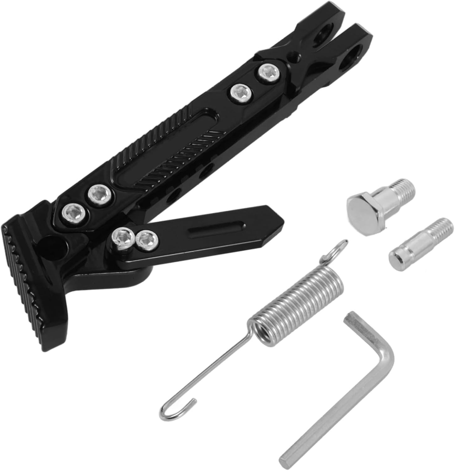 Adjustable Motorcycle Side Stand Aluminium Alloy Foot Support Black