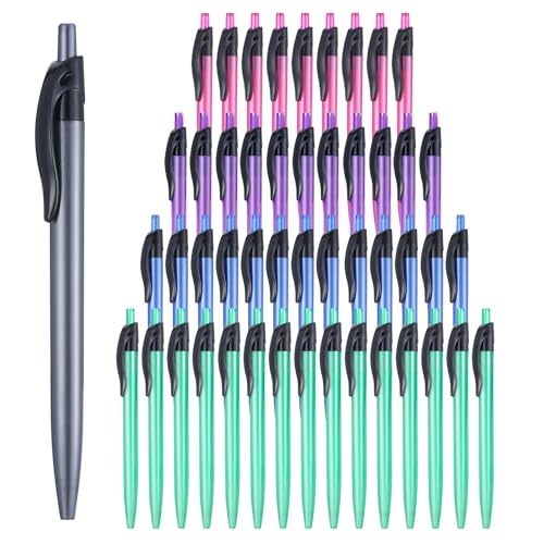 Yuxingrong Retractable Black Ballpoint Pen for Smooth Writing 1.0mm Medium Pack of 50 Black Ink Pen, Click Black Pens Bulk with Comfort Grip, Idea for Journaling, Planner, Note Taking