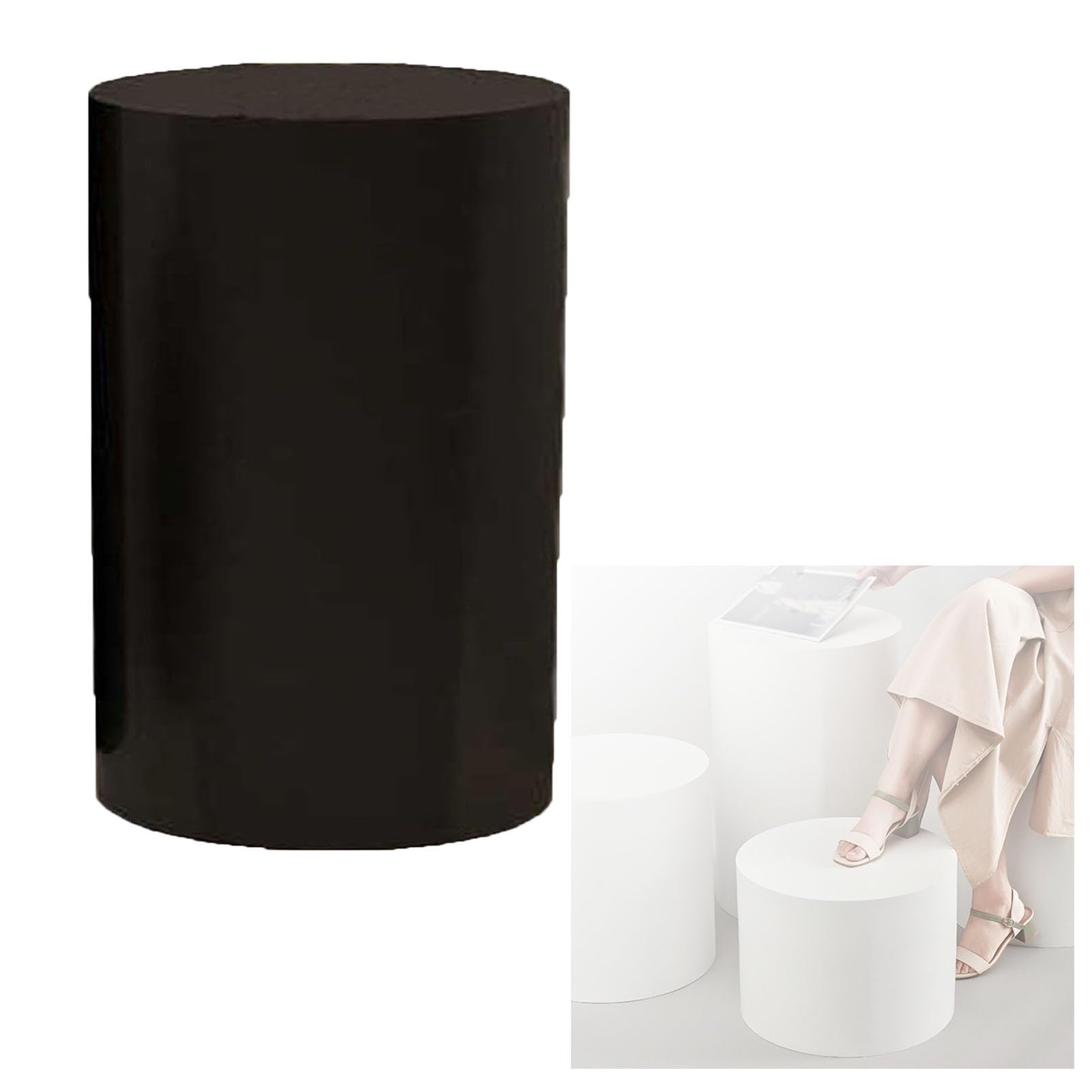 Socles ronds pour décoration d'événements noirs et colonnes de vitrine
