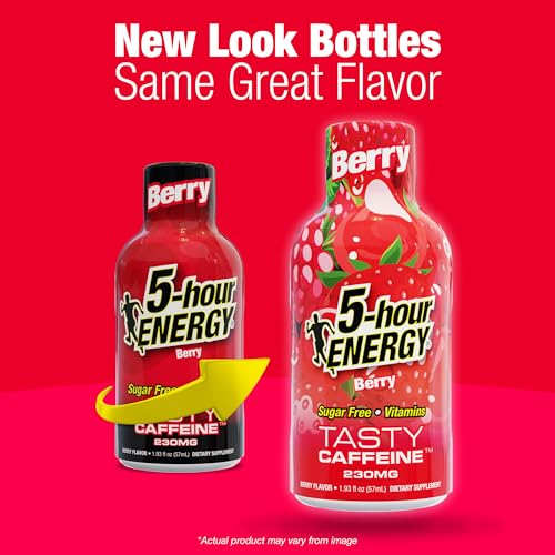 Image of 5-hour ENERGY BERRY Flavor, 20 Count, 1.93 Fl Oz Energy Shot, Extra Strength, Amino Acids, B Vitamins, Sugar Free and Zero Calories