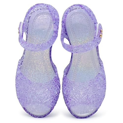 Image of techcity Princess Girls Sandals Dress Up Dance Party Cosplay Jelly Shoes for Kids Toddler Mary Janes