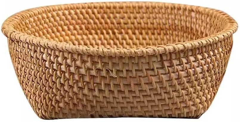 籐 バスケット 藤編みかご バスケット ラタン収納バスケット 家庭用編みフルーツバスケット フルーツトレイ 手工芸品 家庭用(20c