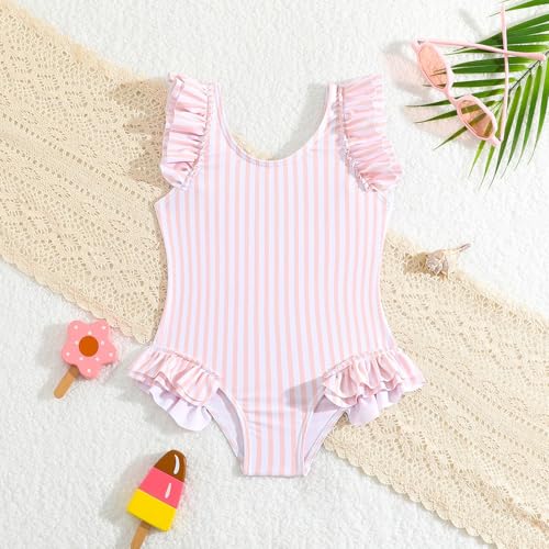Toddler Baby Girl Ruffle Swimsuit Sleeveless Striped Swimwear Cute Summer Beachwear Bathing Suit One Piece Swimsuits3