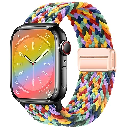 Image of Qimela Sport Loop Compatible with Apple Watch Band 38mm 40mm 41mm 42mm 44mm 45mm 46mm 49mm for Women Men,Magnetic Strap Stretchy Braided Wristband for iWatch Series 11 10 9 8 7 6 5 4 SE Ultra 3 2 1