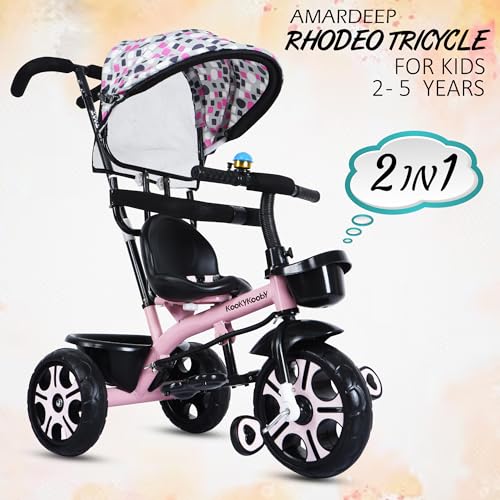 Image of AMARDEEP Baby Tricycle Rhodeo| Bis Approved Baby Tricycle - Safe, Stylish, And Sturdy | Plug And Play Assembly | Supports Up To 30 Kgs | Your Child'S First Adventure On Wheels! (Pink)