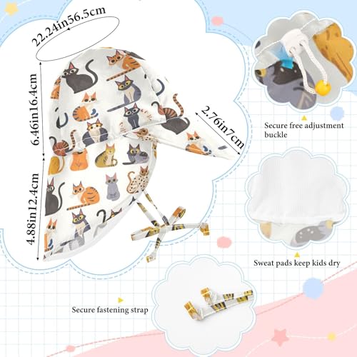Cute Art Cats Infant Sun Hats Boys Hat Baby Girls' UV Protection Wide Brim Traveling Swim4