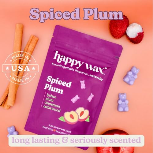 Image of Happy Wax Fall Treats Collection Scented Natural Soy Wax Melts - 6 Total Oz. Collection Includes Spiced Plum, Candied Ginger and Honeycomb & Amber