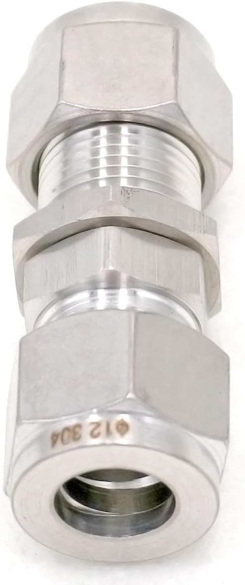 Fit Tube O/D 14mm Bulkhead 304 Stainless Steel Ferrule Pneumatic Air Compression Pipe Fitting Fitting