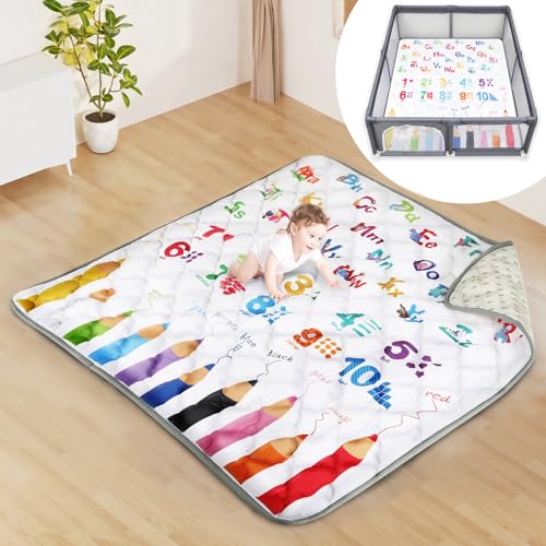 Image of FAMOPLAY Baby Play Mat - 50 x 50, Non-Slip Cushioned, Machine Washable Crawling Mat (Alphabet)