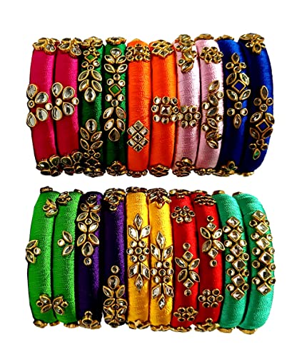 Neta Jewels Silk thread bangles kundan bangles multi colour for m...