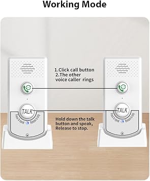 2 Pack Intercoms Wireless for Home Voice Bidirectional Caller Home Ultra Long Distance Portable Wireless Voice Interphone Elderly Caller Room to Room Communication Intercom Two Way Ringtone Call