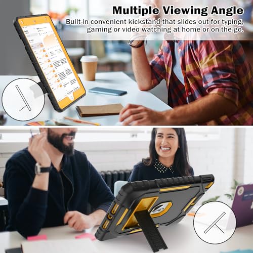 Image of ZoneFoker Case for iPad 9th /8th /7th Generation 2021 /2020 /2019(10.2 inch), Heavy Duty Military Grade Shockproof Rugged Protective 10.2 inch Cover with Built-in Stand for iPad 9 8 7 Gen (Black+Gold)