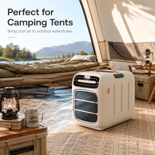 AZEUS Compact Portable Air Conditioner, 420W 110V Remote Control AC Unit for Tent RV Small Room and Truck Cabin, 1400W Cooling Capacity, Fan Dehumidifier Sleep Timer, Champagne by AZEUS - Image 8