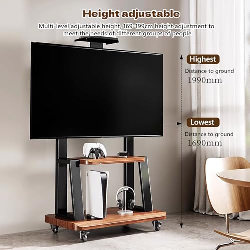 Support TV mobile réglable en hauteur avec roulettes robustes 100 pouces - 4
