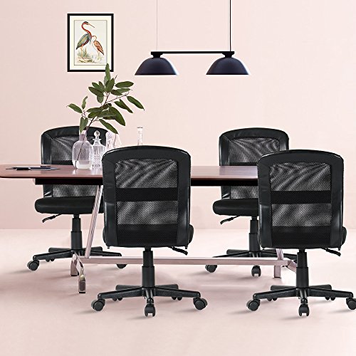 2-Packs YAMASORO Office Mesh Task Chair Mid Back Swivel Computer Desk Chairs with Backrest and Adjustable Seat Height for Home Office Conference Room Black