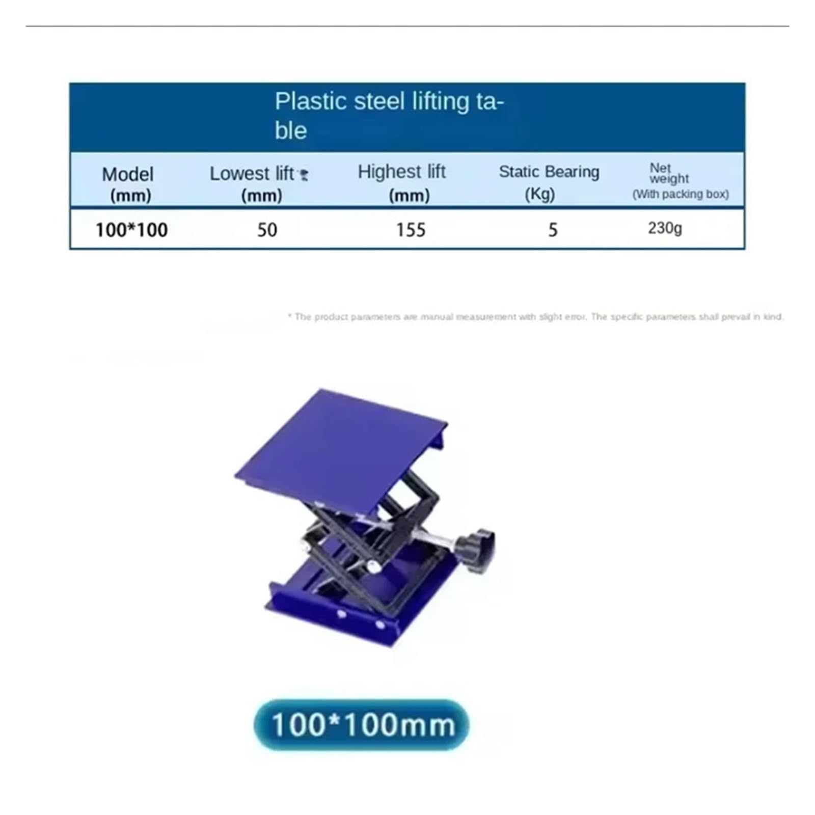 Edelstahl Router Tisch Hebebühne 100x100mm Höhenverstellbar Holzbearbeitung Gravurständer für Werkstatt, Labor und Heimwerken