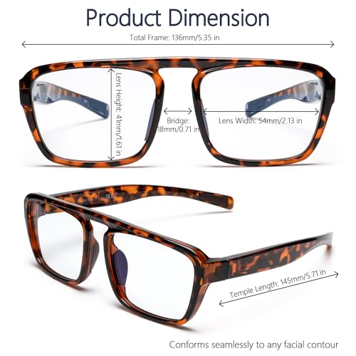Image of Blue Light Blocking Glasses for Women Men, Square Thick Frame Anti Eyestrain & UV Glare JF6218