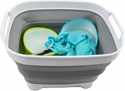 Miniatura 6 de SAMMART Sartén plegable de 7.5 L (2 galones) con tapón de drenaje, lavabo de lavado plegable, tina portátil para lavar platos, ahorro de espacio