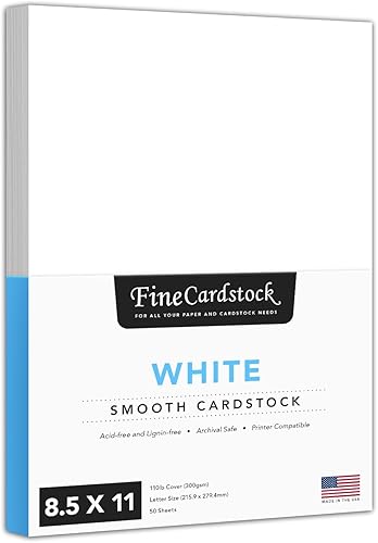 Cartulina blanca de 8.5 x 11 pulgadas, cubierta pesada de 110 libras (10.48 ozm), acabado liso, para artes y manualidades, tarjetas de felicitación,