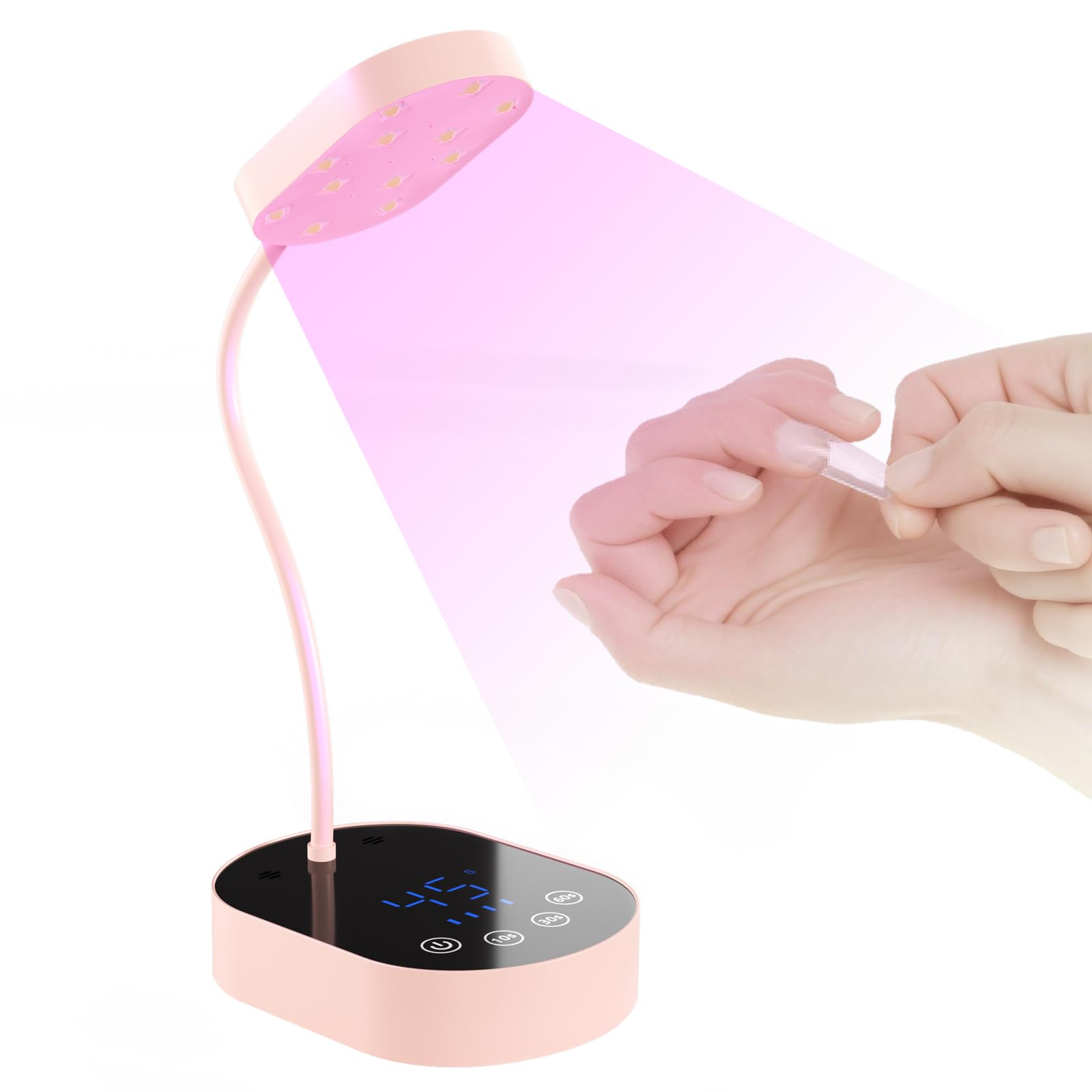 Flash Cure lamp, 36W Mini Cordless Gel x Nail Lamp Flash Cure, Auto Sensor Gooseneck Portable USB Gel Nail Dryer U V Light with 3 Timers and LCD Display for Home DIY