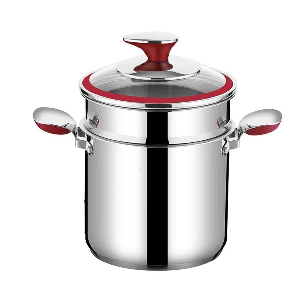 GTHTUHFD Stainless Steel Steamer Soup Pot, Thickened Composite Bottom Visualization Glass Cover, 2-Layer Structure,size_name-24cm