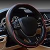 Zlirfy Microfiber Leather Car Medium Steering Wheel Cover,Universal Car Wheel Cover,Breathable Wheel Cover,Anti-Slip Full Surround,Sports Style Steering Wheel Covers (Black&Red Line)
