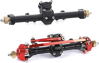 ZXYRC Aluminum Front Rear Axle Complete Axle Set Upgrade for 1/24 SCX24 RC Crawler Car (Red & Black)