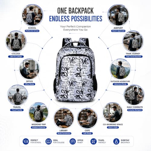 Image of MY FAV 16 inch Anime Design Printed Backpack | Durable Polyester 30 Liter Anime Print Bag | Perfect for School, College, Office, Travel | Multiuse Laptop Backpack | Long Lasting Print, Pack of 1