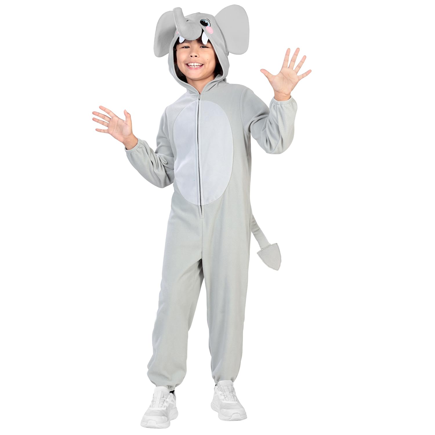 Riethmüller Kinder Kostüm Fleece Elefant Onesie - Karneval Kostüm & Faschingskostüm für Jungen & Mädchen - Verkleidung & Kinderkostüm