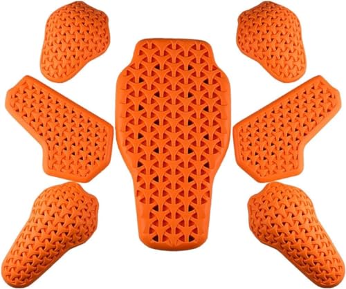 背中プロテクターバイク用脊椎背面プロテクター胸部プロテクター肩肘プロテクター上半身プロテクターCEレベル2プロテクターシリコン製CE規格七つセット (七つセット-オレンジ)
