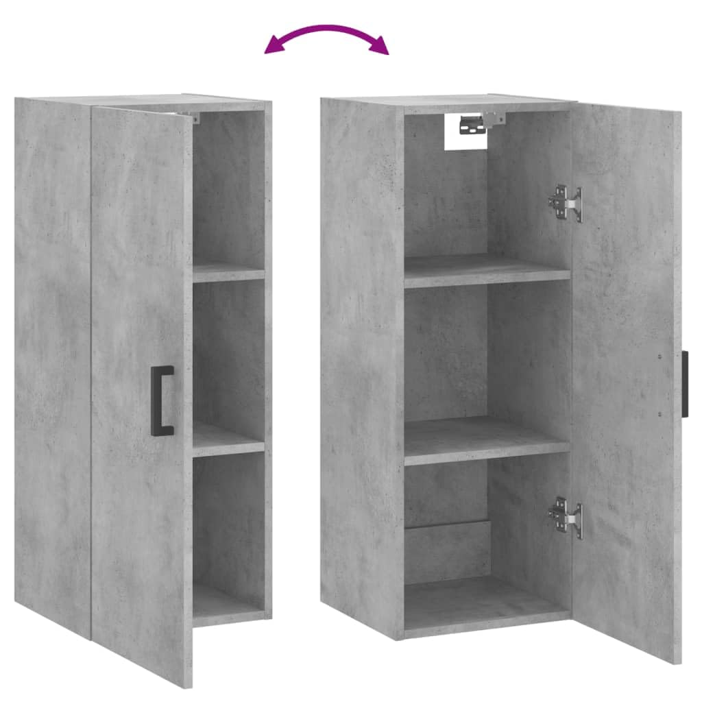 vidaXL Armario de Pared Gris hormigón 34,5x34x90 cm, Armario, Armario Colgante, Armario Auxiliar, Armario de almacenaje, Armario Colgante de Pared